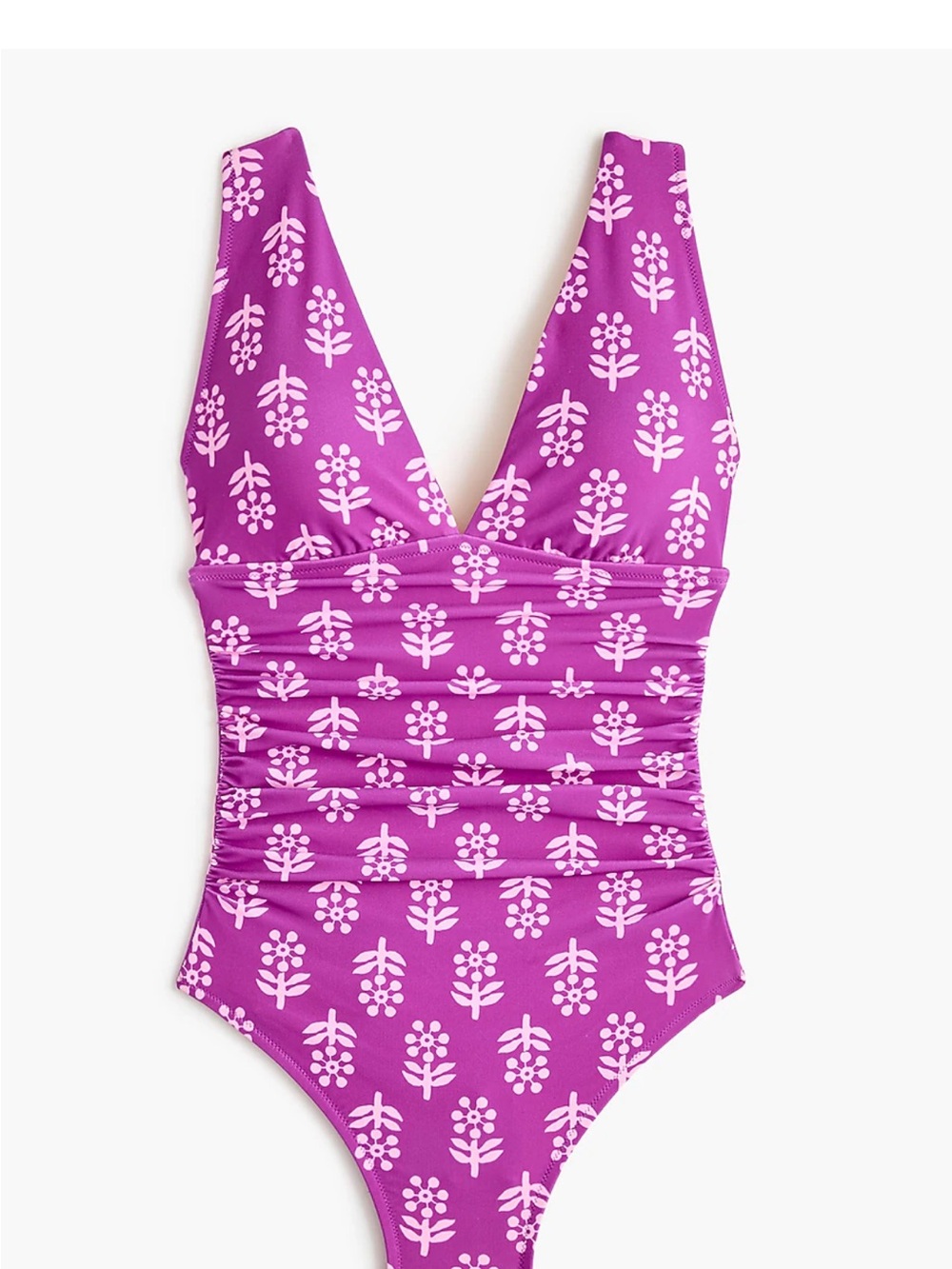 J. Crew Purple One-Piece Swimsuit with Pink Floral Print